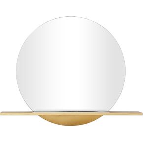 Deco 79 Metal Room Wall Mirror 1 Shelf Entryway Mirror, Wall Mounted Mirror 35" x 4" x 28", Gold