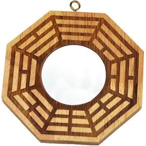 Feng Shui Peach Wood Bagua Mirrors Pakua 4 Inch W Red String Bracelet (Concave)