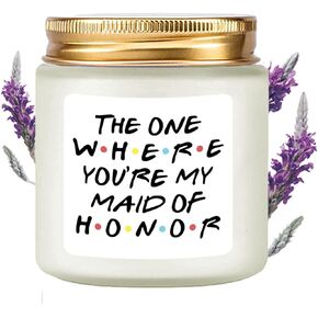 LAMIVEENLA Bridesmaid Gifts Scented Candle Lavender - Matron of Honor Gifts Gifts for Bridesmaids Matron of Honor Proposal Gifts Maid of Honor Proposal Gift Soy Candle 4oz