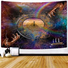 Delur Galaxy Tapestry Universe Planet Starry Sky Vortex Tapestry Wall Hanging Outer Space Tapestry Nebula Cosmic Psychedelic Headboard Bedspread Tapestry for Bedroom Living Room Decor (70.8" x 92.5")