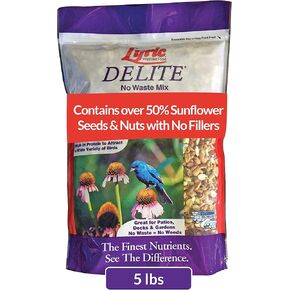 Lyric Delite Wild Bird Seed - No Waste Bird Food Mix with Shell-Free Nuts & Seeds - Attracts Buntings, Chickadees & Finches - 20 lb bag