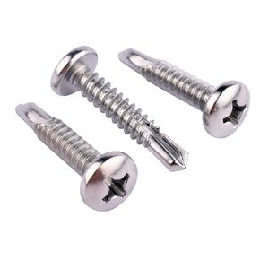 #12 x 1-1/4" Self Tapping Sheet Metal Screw, 410 Stainless Steel Phillips Pan Head Self Drilling Screws, 40Pcs