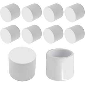 Piutouyar 10 Pcs 1" PVC Pipe End Cap Plug Adapter, White PVC Pipe End Cap Fitting Furniture Grade Pipe Plug Socket Fittings for DIY Shelf Garden Support Structure