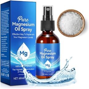 Magnesium Oil Spray, Pure Magnesium Oil for Feet,100% Natural & Organic Magnesium Spray Glass Bottle, Easy to Absorb & Use, Topical Magnesium Oil (4 Fl Oz,Pack of 2)