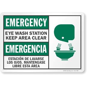 SmartSign "Emergency - Eye Wash Station, Keep Area Clear" Bilingual Sign | 7" x 10" Plastic