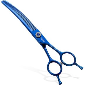 FOGOSP Curved Thinning Shears 7'' Chunker Shears Japan 440C Stainless Steel Professional Dog Scissors for Grooming Small Medium Pet 75% Thinning Rate(BLACK) in Kuwait
