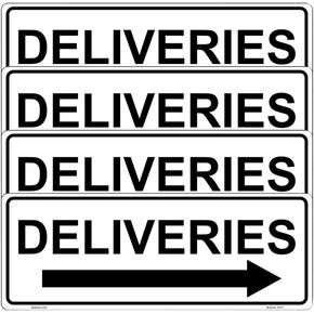 4 Pcs Deliveries Sign with Arrow Sticker - 20 cm x 7.5 cm - Self Adhesive Vinyl (Right)