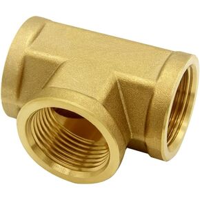 Hooshing Brass Tee Fitting 1/8" x 1/8" x 1/8" NPT Female Tee Adapter for Fuel Oil Gas Plumbing