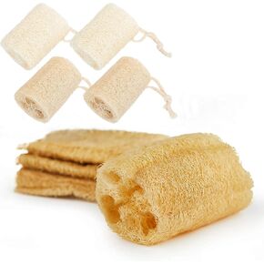 Natural Loofah Sponges, Kitchen Washing Up Sponge, Non Scratch Organic Luffa Sponge, 4 PCS Pack of Non-Odor Dish Sponges, Plastic-Free Unbleached Loofah for Kitchen Cleaning and Shower