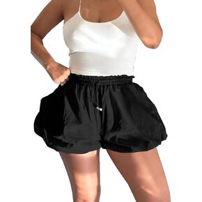 Famnbro Women's Y2k Bubble Shorts Casual Drawstring Elastic High Waisted Workout Puffy Shorts