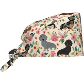 Cute Pug Dog Print Working Cap Scrub Cap with Sweatband,Adjustable Fashion Bandage Tie Back Hat Headwear for Women Men in Saudi Arabia