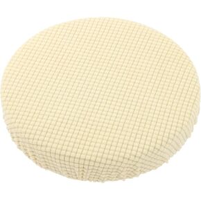 MAGICLULU Round Bar Stool Seat Covers Circle Elastic Bar Chair Covers Removable Washable Chair Protective Cover for Home Kitchen Supplies(11.8 x 11.8 Inch, Beige)