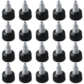Replacement Caps for Squeeze Bottles 20PCS 24/410 High Quality Dispensing Caps Black & Natural Twist Caps Seasoning, Glue, Paint Bottles
