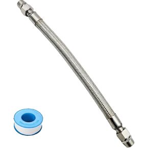 Industrial Grade Compressor Jumper Hose Compressor Jumper Hose,3/4" NPT Male x 20" Length 750°F,Flexible Whole body Stainless Steel Metal Hose with Rotate Freely Fittings,2PCS and Thread Seal Tapes