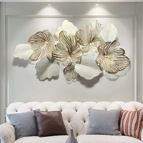 3D Wall Art Decor Metal Wall Art Modern Home Decor Wall Sculptures Gold Flower Blooming Wall Hanging Artwork Decoration for Living Room Bedroom Luxury Kitchen Gifts,132x72cm/52 x29