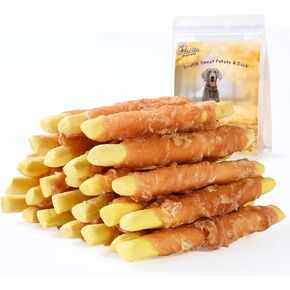 Pawmate Dog Treats Chicken Wrapped Sweet Potato Rawhide Big Stick Long Lasting Dog Treats for Medium Large Dogs