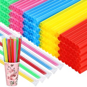 1600 Pcs Jumbo Smoothie Straws Bulk Boba Straws Individually Wrapped Plastic Disposable Milkshake Drinking Straws Wide Bubble Tea Large Wide Mouthed Straws, 0.43 x 9.45 Inch (Multicolor)