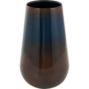 Deco 79 Metal Decorative Vase Ombre Centerpiece Vase with Brown Accents, Flower Vase for Home Decoration 8" x 8" x 16", Blue