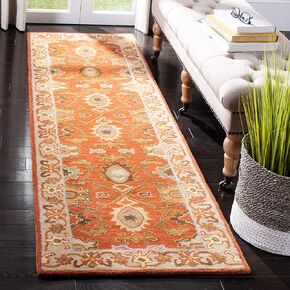 SAFAVIEH Heritage Collection Area Rug - 6' x 9', Chocolate & Tangerine, Handmade Traditional Oriental Wool, Ideal for High Traffic Areas in Living Room, Bedroom (HG734B)