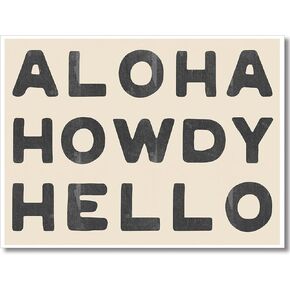 sdgobvco Aloha Howdy Hello Canvas Wall Art, Coastal Cowgirl Poster, Blue Western Prints Painting, Howdy Sign Posters for Teen Girls Room, Bar Cart Prints 12x16in Unframed
