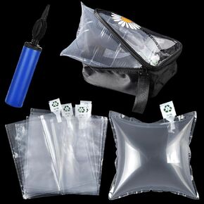 200 Pcs Packing Air Bags, Air Pillows for Shipping, Clear Plastic Air Cushion Bags, Inflatable Protector Bags with Free Pump for Moving, Shipping and Packaging, 7.9 × 7.9 In