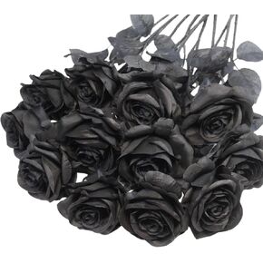 Artificial Roses Flowers, 12 Pcs Fake Burgundy Rose in Bulk, Long Stem Realistic Silk Roses Bouquet for Halloween Decoration, Fall Home Decor, Centerpieces, Flower Arrangement (Burgundy, 12-PCS)