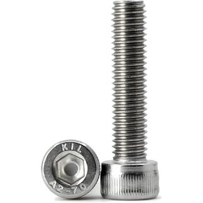 M5-0.8 x 30mm Socket Head Cap Screws Metric, Allen Socket Drive, 304 Stainless Steel (A2-70), Full Thread, Bright Finish, Machine Thread, Quantity 50