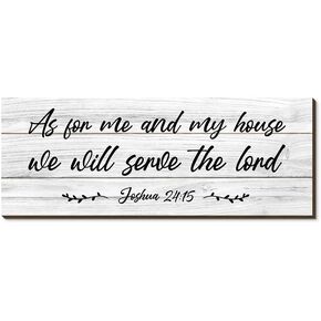 CAKIROTS As for Me and My House Wall Decor Sign Christian Decorations for Home Bible Verse, Living Room Wall Decor 16 x 6 Inch Wooden Hanging