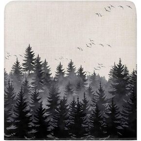 Forest Birds 4 Packs Dining Chair Back Cover,Kitchen Dinner Chair Seat Covers Washable Chair Slip Covers,Removable Slipcovers Protect for Dinning Room Vintage Pine Tree Animal Landscape Grey