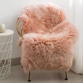 Premium Genuine Sheepskin Area Rug for Bedroom,Real Fluffy Soft Wool Fur Carpet Natural Luxury Lambskin Rug Seat Chair Covers for Couch Sofa Living Room(Tan,2×3 Feet Sheepskin)