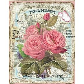 French Floral Poster Vintage Painting Tin Sign for Street Garage Family Cafe Bar Farm Country Bathroom Wall Decoration Cute Sign Great Metal Tin Sign 8x12inch