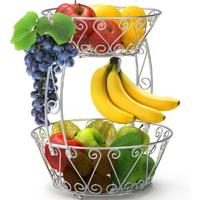Simple Houseware 2-Tier Countertop Fruit Basket Bowl Storage, Bronze