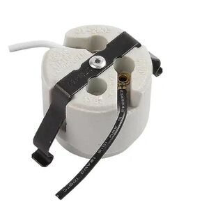 U-Clip Snap-in Med. Base Socket,Medium Base Keyless Socket,Porcelain Snap-in Fixture Socket with 7.5" Wire Leads,660W 600V (1, U-Clip)