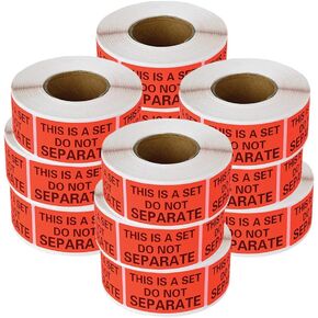 enKo This is a Set, do not Separate Packaging Labels (1 x 2 inches) Fluorescent Red Label (12 Rolls, 6000 Labels)
