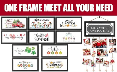 Valentines Day Cards Holder Valentines Day Decor Wall Display Hanging Photo Holder with 30 Photo Clips & 10 Interchangeable Holiday Sayings Valentines Day Gifts For Kids Him Her Picture Frame Collage in Kuwait