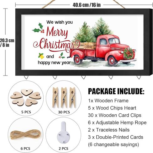 Valentines Day Cards Holder Valentines Day Decor Wall Display Hanging Photo Holder with 30 Photo Clips & 10 Interchangeable Holiday Sayings Valentines Day Gifts For Kids Him Her Picture Frame Collage in Kuwait