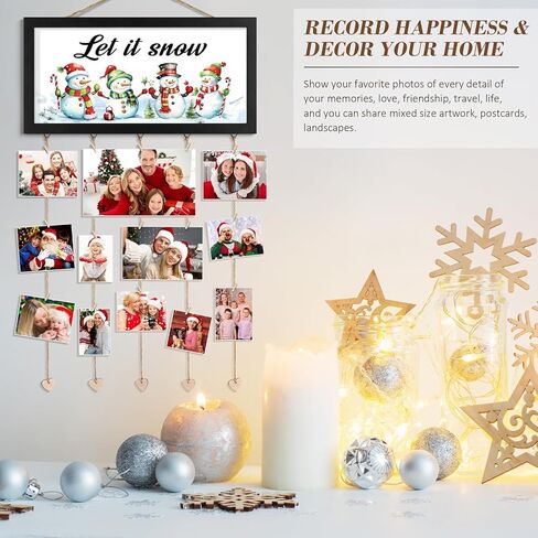 Valentines Day Cards Holder Valentines Day Decor Wall Display Hanging Photo Holder with 30 Photo Clips & 10 Interchangeable Holiday Sayings Valentines Day Gifts For Kids Him Her Picture Frame Collage in Kuwait