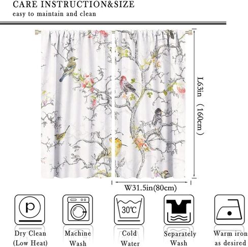 Hummingbird Spring Floral Curtains, Watercolor Flower Plant Butterfly Window Door Curtains for Bedroom Living Room Home Decor W42xL45in in Kuwait
