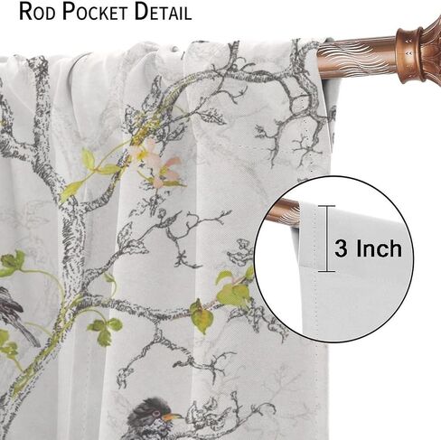Hummingbird Spring Floral Curtains, Watercolor Flower Plant Butterfly Window Door Curtains for Bedroom Living Room Home Decor W42xL45in in Kuwait