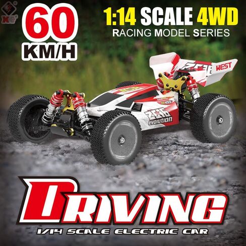 GoolRC Wltoys RC Car WLtoys 144001 4WD 2.4GHz RC Buggy Off-Road Drift Car with RTR Aluminum Alloy Chassis Fast RC Cars with 1 Batteries, Remote Control Car for Adults Kids (Green) in Saudi Arabia