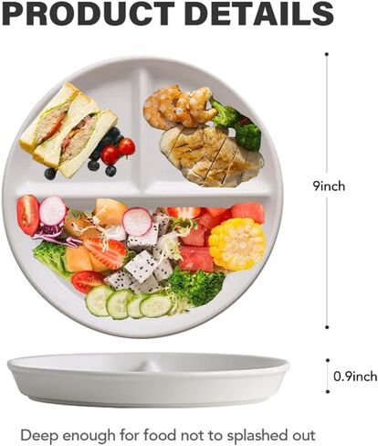 10 Inch Portion Control Divided Plates for Healthy Eating, 4PCS Unbreakable Wheat Straw Dinner Plate BPA Free, Plates for Kids Adults Picnic,Reusable Plates (4 PACK) in Saudi Arabia