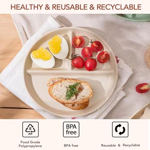 10 Inch Portion Control Divided Plates for Healthy Eating, 4PCS Unbreakable Wheat Straw Dinner Plate BPA Free, Plates for Kids Adults Picnic,Reusable Plates (4 PACK) in Saudi Arabia