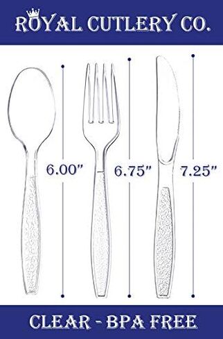 Disposable Cutlery set, Color: Clear, 360 Pieces, Heavy Duty Plastic Utensil Set, 180 Forks, 120 Spoons, 60 Knives. in Saudi Arabia