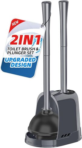 Toilet Plunger and Brush Set, Heavy Duty Toilet Brush Plunger Combo for Bathroom Cleaning, Extended Handle Plunger, Toilet Bowl Brush and Plunger Set for Deeply Cleaning, Black, 1 Set in Saudi Arabia
