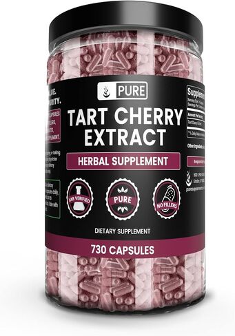 PURE ORIGINAL INGREDIENTS Tart Cherry Extract (730 Capsules) No Magnesium Or Rice Fillers, Always Pure, Lab Verified in Saudi Arabia