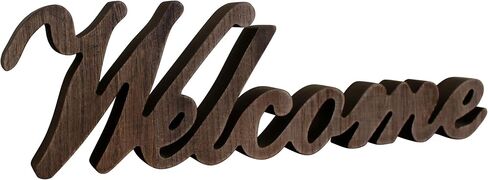 CVHOMEDECO. كلمات خشبية بيضاء عتيقة ريفية متعثرة، لافتة ترحيب قائمة بذاتها، سطح الطاولة/الرف/جدار المنزل/فن تزيين المكتب، 14-1/2 × 4-1/4 × 1 بوصة in Kuwait