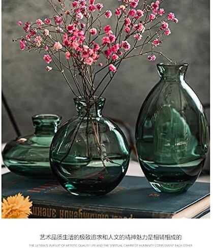 Gold Rim Glass Bud Vase, 3Pcs/Set Modern Decorative Small Mini Flowers Vases Short Minimalist Aesthetic Home Decor Vintage Cute Handmade Tiny Wedding Table Centerpieces for Single Flower Rose in Saudi Arabia
