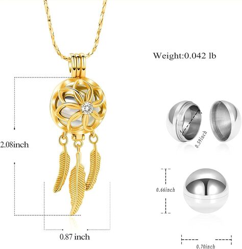 Imrsanl Dream Catcher Cremation Jewelry Urn Necklace for Ashes Flower with Feather Wings Ashes Pendant Necklace Cremation Keepsake Jewelry for Women Men Pet in Saudi Arabia
