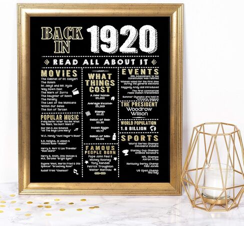 كاتي دودل 1920s Great Gatsby Roaring 20s مستلزمات تزيين الحفلات قطعة مركزية للديكور | تتضمن لافتة تعود إلى عام 1920 [غير مؤطرة] باللونين الأسود والذهبي in Kuwait