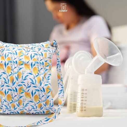 Crossbody Large Wet Bag for Swimsuit, Pump Parts & Cloth Diapers w/ Removable Strap – Versatile Cloth Diaper Wet Bags for Travel - Baby Wet Dry Bags for Diaper Bag w/ 2 Zipper Pockets - Swimsuit Bag in Saudi Arabia